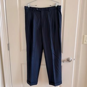 Roundtree & Yorke Easy Care men’s dress pant, pleated front, cuffs, blue, 34x30